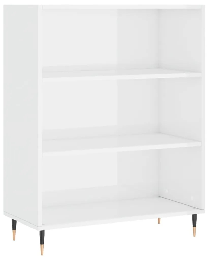 828342 vidaXL Bibliotecă, alb extralucios, 69,5x32,5x90 cm, lemn prelucrat