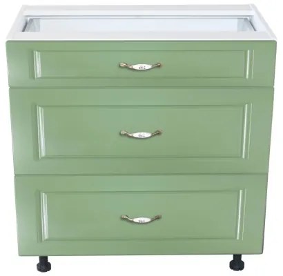 Corp inferior 80 cu 3 sertare metalice greutate Zebra MDF verde