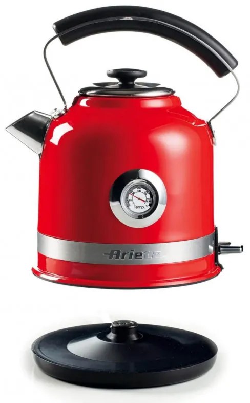 Cana electrica Ariete MODERNA 2854/00, 2000W, 1,7 L, Termometru, 360° rotativa, Filtru detasabil, Rosu