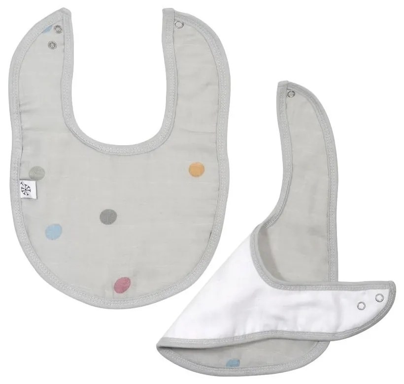 Bavețică din muselină Kindsgut Dots, gri