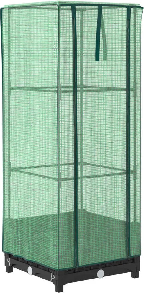 vidaXL Strat înălțat cu husă de seră, aspect ratan, 40x40x123 cm