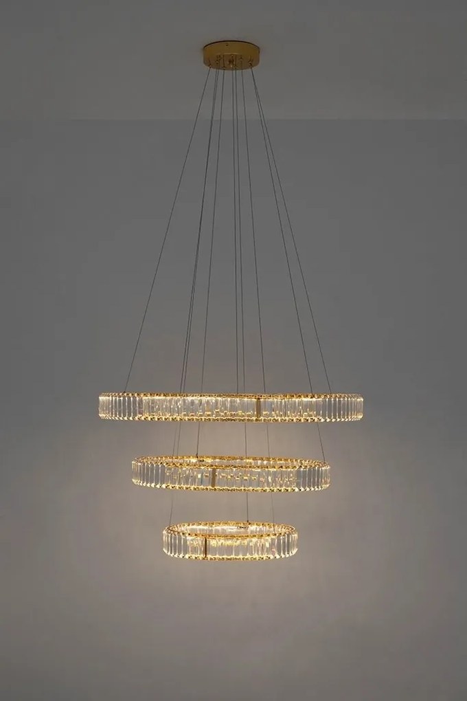 Lustra suspendata LED design ambiental Ring TRIPLES auriu