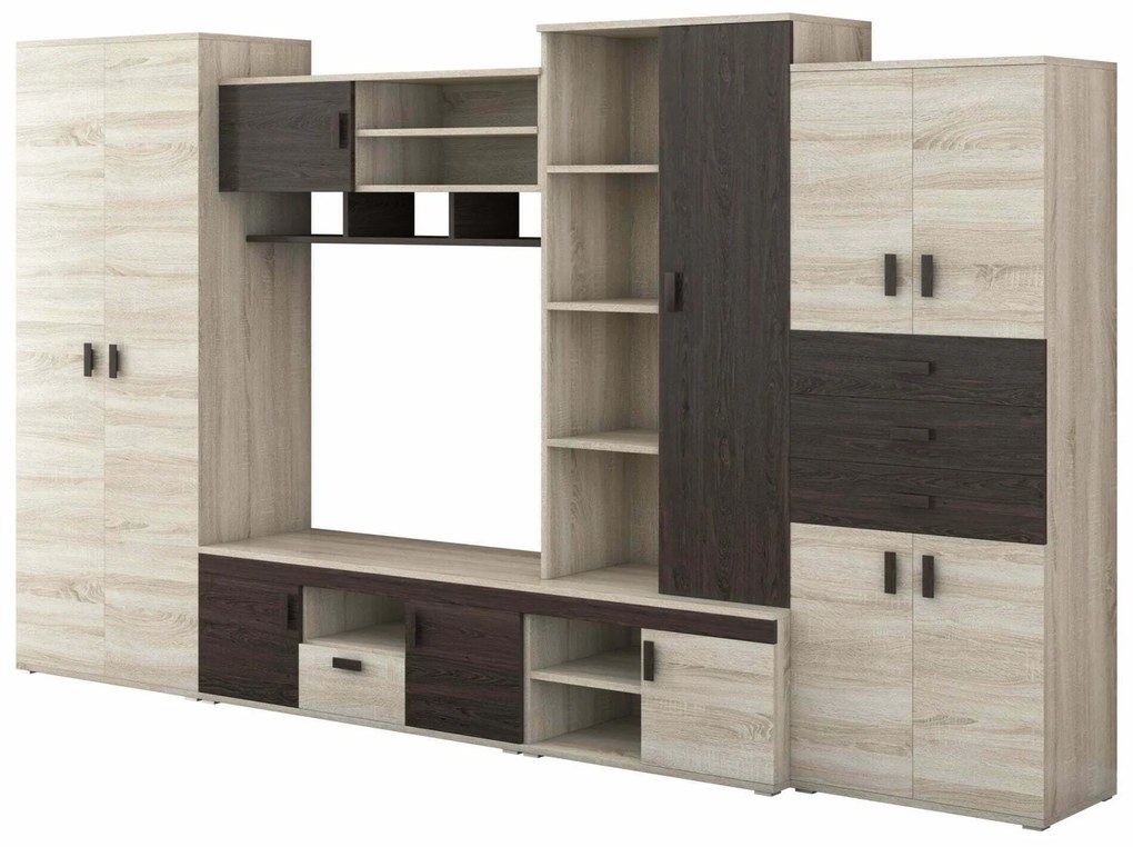 Bibliotecă living Diana, sonoma + wenge