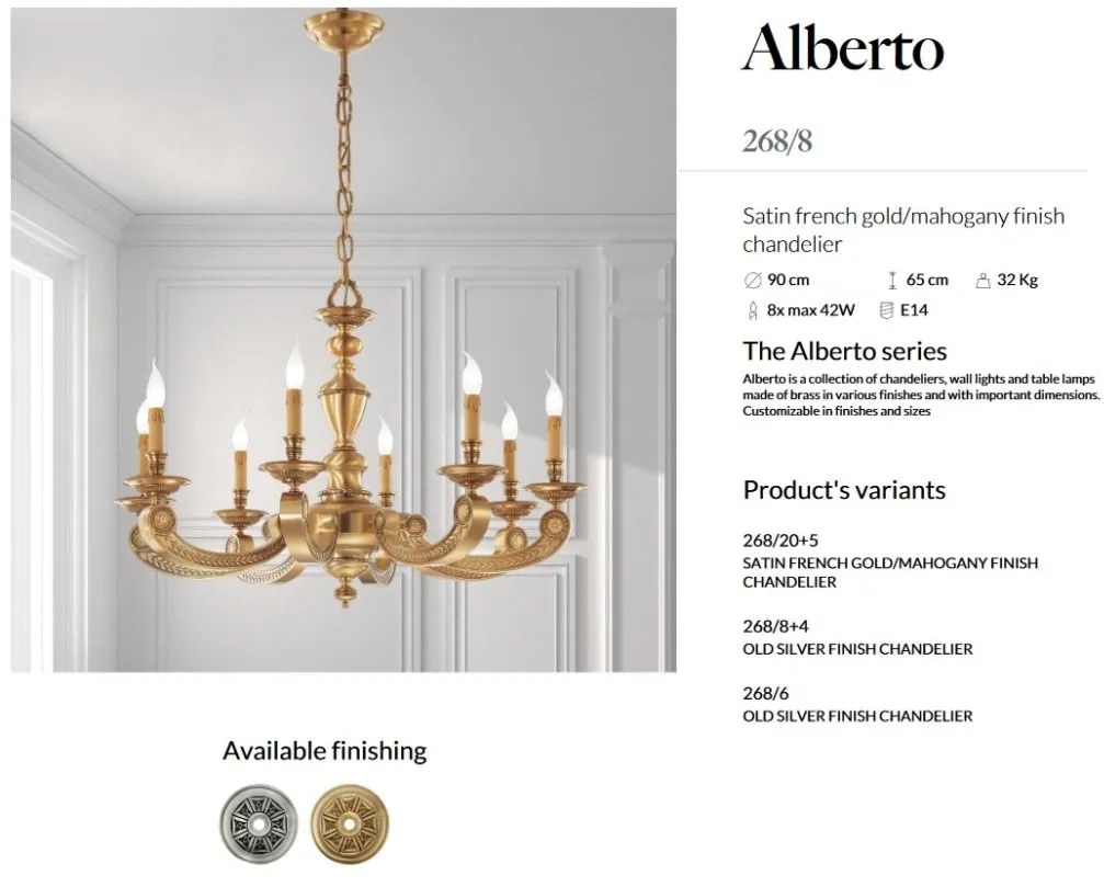 Candelabru 8 brate LUX design clasic realizat manual Alberto