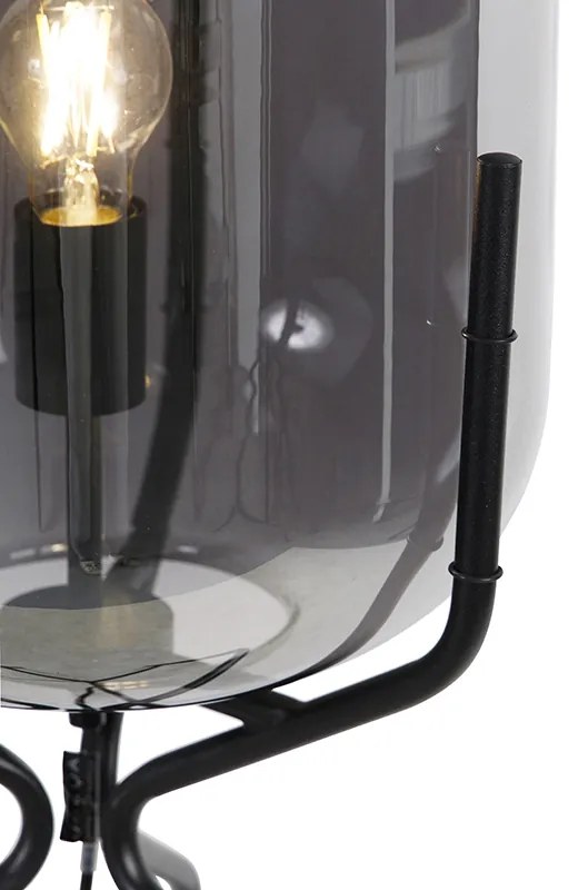 Lampă de podea inteligentă neagră cu WiFi A60 sticlă fumurie - Bliss