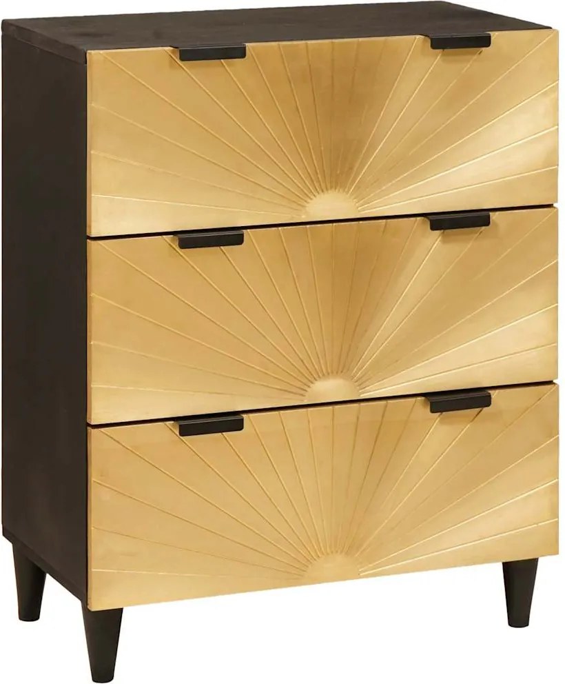 vidaXL Bufet Negru și Aur 60 x 33 x 75 cm Lemn de mango solid