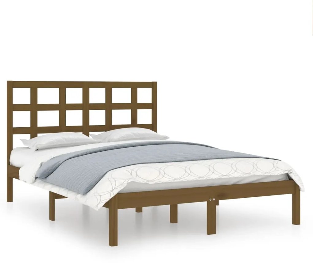 3105473 vidaXL Cadru de pat, maro miere, 140x200 cm, lemn masiv