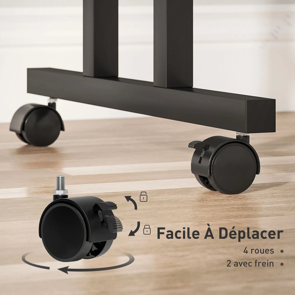 HOMCOM Birou stat jos/în picioare birou reglabil pe înălțime 70 x 60 cm pe roți cu blat înclinat cadru metalic maro | Aosom Romania