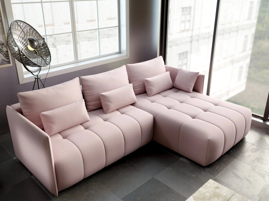 Colțar extensibil dumonde cu ladă de depozitare si sezut confortabil din spuma high-density, Malta Enjoy Flamingo II 235x185 cm