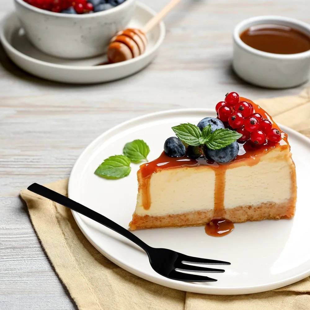 Set de furculițe pentru desert negru din oțel inoxidabil 2 buc. Black – Orion