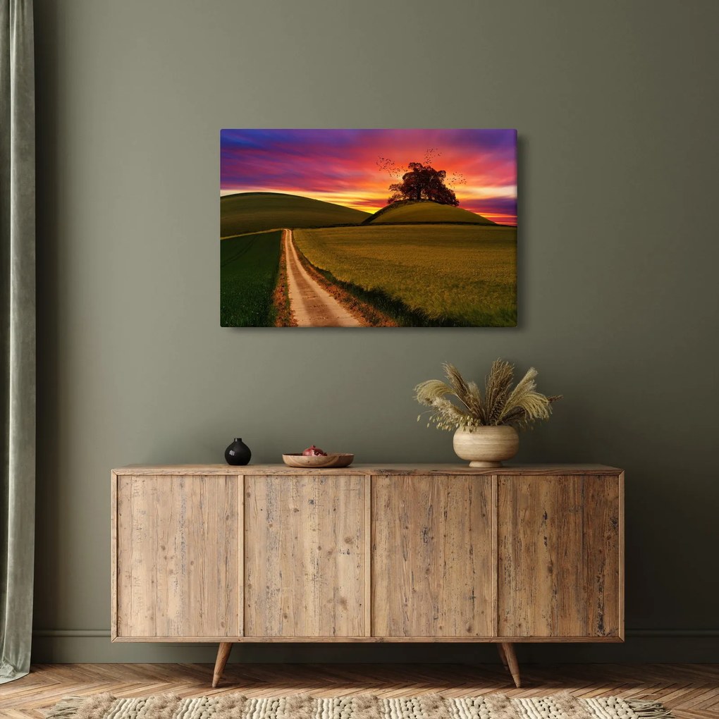 Tablou cu câmp și cerul colorat (90x60 cm)
