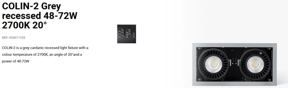 Spot LED incastrabil COLIN-2 Grey recessed 48-72W 2700K 20°