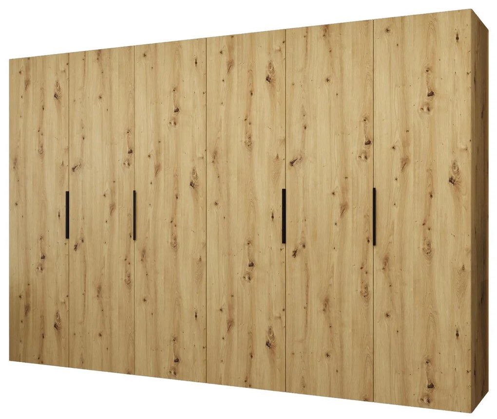 Dulap de haine 300 cm Mirabella 1 (Stejar artisan + Negru). 1126380