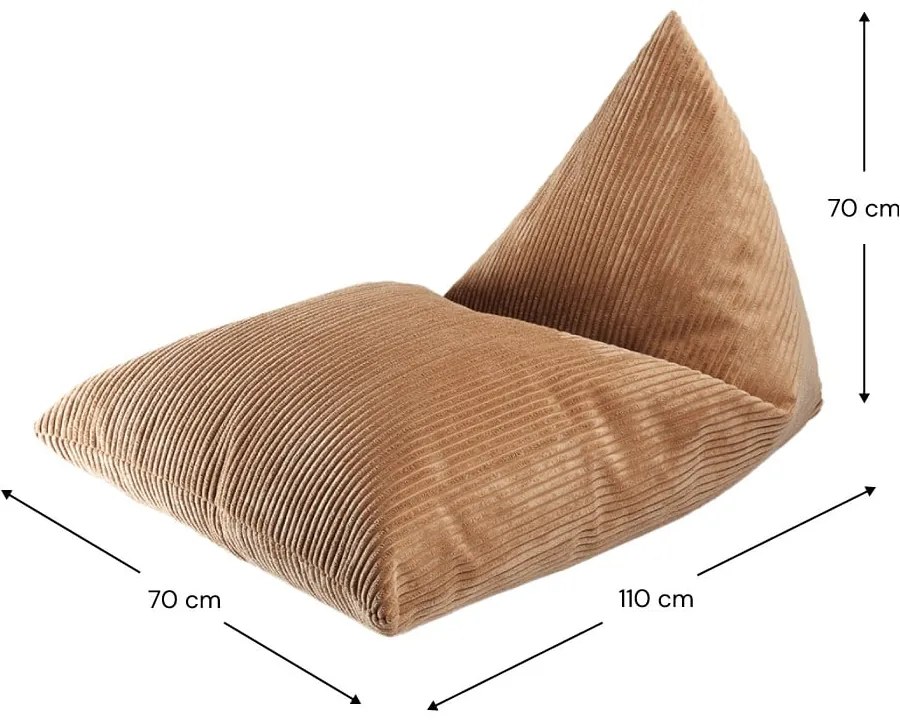 Fotoliu puf pentru copii maro cu tapițerie din catifea reiată Big Lounger – Wigiwama