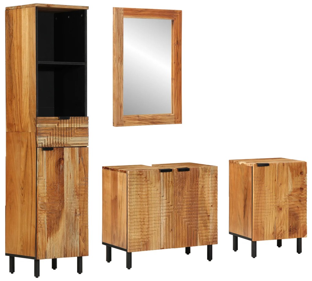 vidaXL Set de mobilier pentru baie 4 piese din lemn masiv de acacia maron