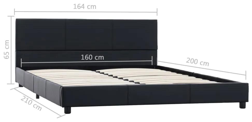 Cadru de pat, negru, 160x200 cm, piele ecologica Negru, 160 x 200 cm