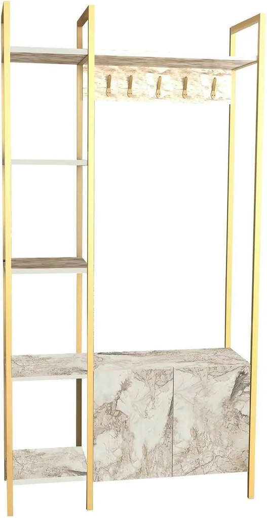 Mobiler hol DOGA, auriu/bej cu efect de marmura, PAL melaminat, 90x35x