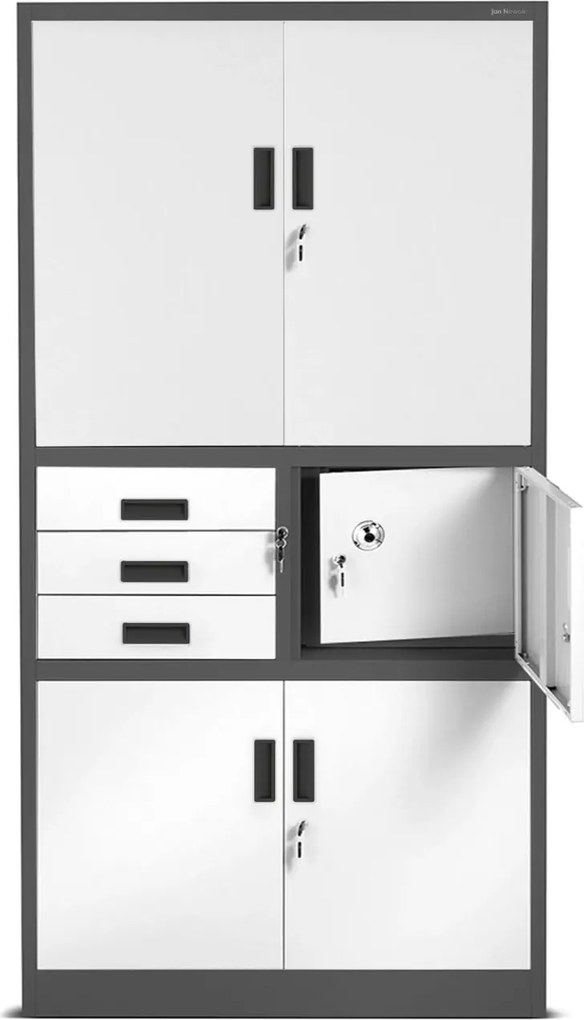 Dulap metalic Filip II cu seif, antracit-alb