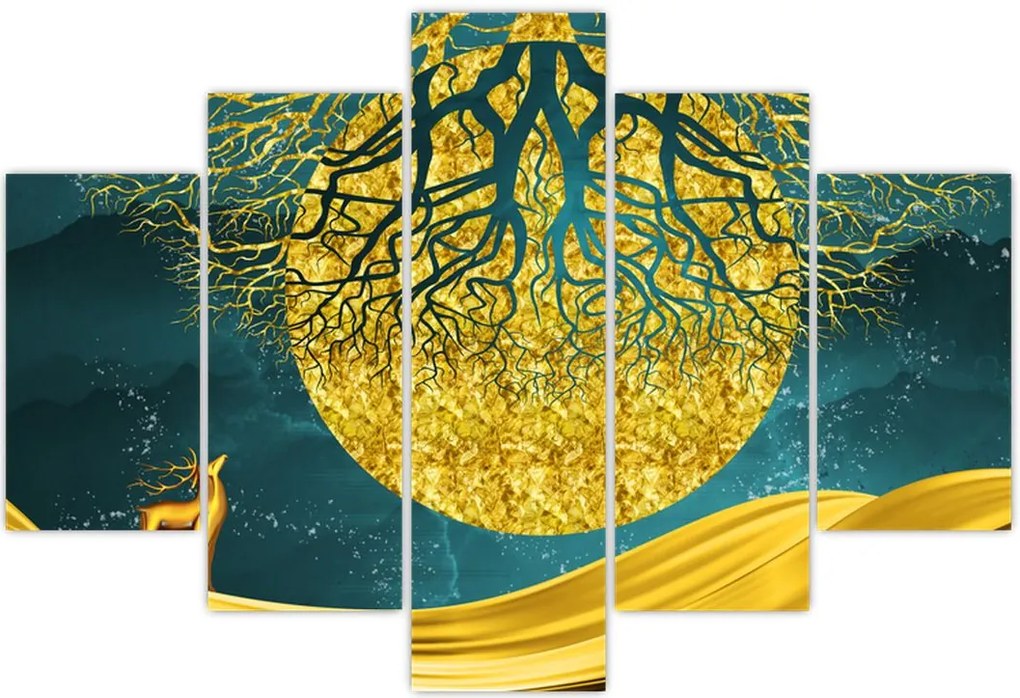 Tablou - Abstract, peisaj auriu (150x105 cm)