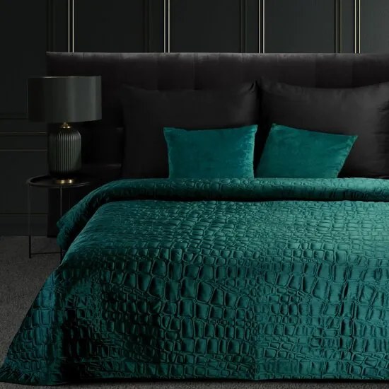 Cuvertură de pat de designer SALVIA din catifea moale turcoaz Lăţime: 220 cm | Lungime: 240 cm