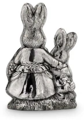 Decoratiune Rabbit Mom with Child, Hermann Bauer,11x4.8x16 cm, argintiu