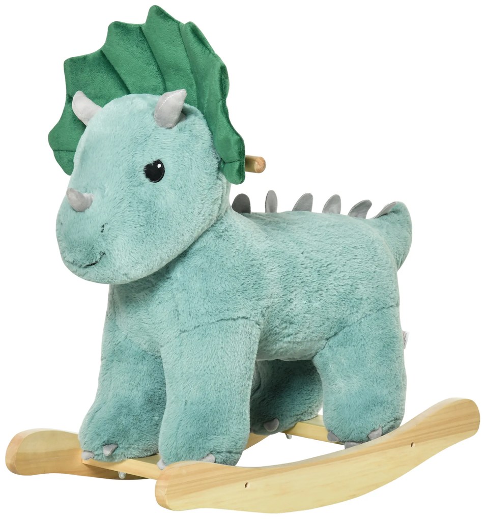 Jucărie de balansare Triceratops HOMCOM pentru copii - Verde închis, 64 x 30 x 54 cm | Aosom Romania