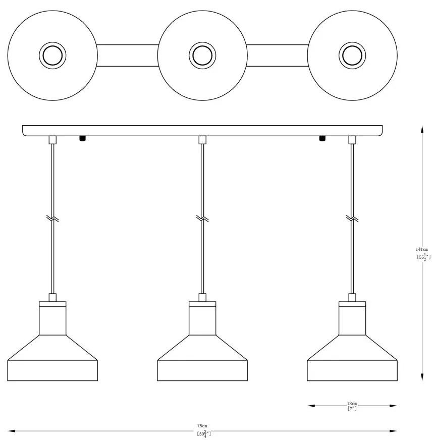 Lustra cu 3 Pendule metalice design modern SIGMA