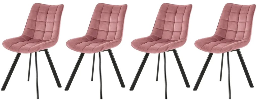 Set 4 scaune K332 velvet roz
