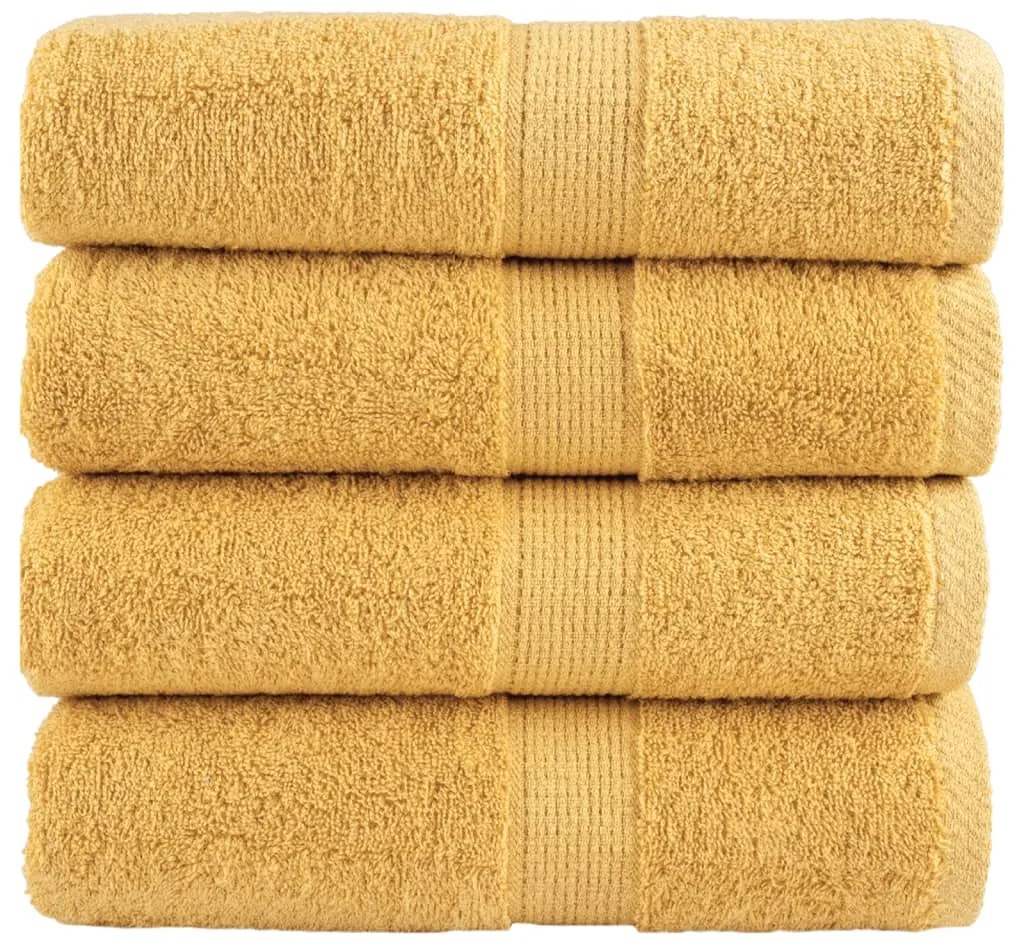 vidaXL Prosoape oaspeți premium SOLUND, 4 buc. auriu 30x50cm 600gsm