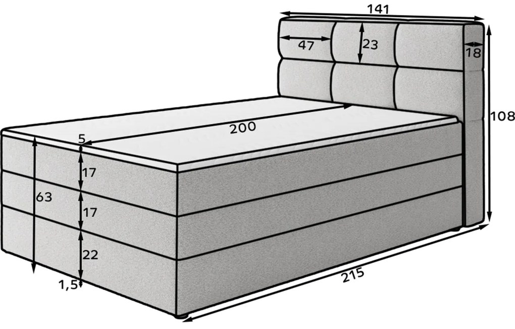Pat boxspring Kasped 140x200 cm Royal 18