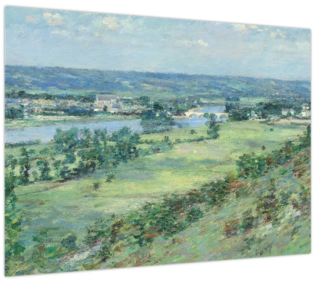 Tablou pe sticlă - Theodore Robinson, The Valley of the Seine, From the Hills of Giverny, reproducere (70x50 cm)