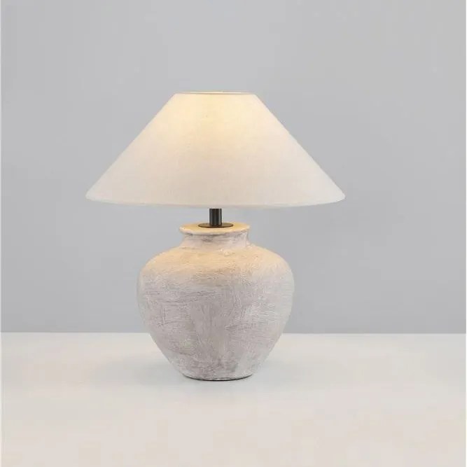 Veioza decorativa, Ceramica, Tesatura, Alb, LUPE