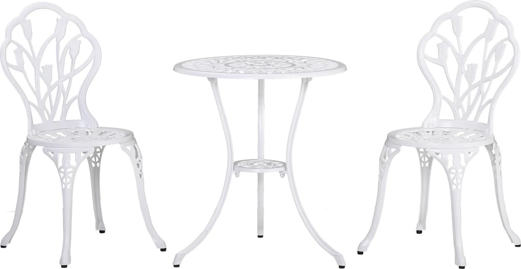 Outsunny Set de Gradina 3 Piese din Aluminiu cu 2 Scaune