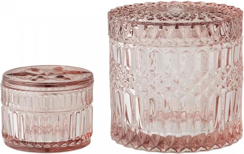 Set 2 borcane transparente roz din sticla Rose Bloomingville