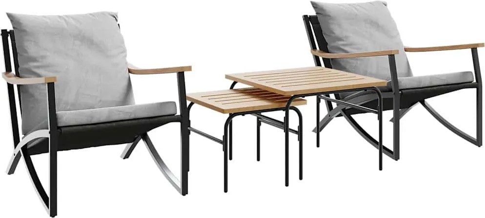 vidaXL Set mobilier de balcon, 4 piese, cu perne, negru, oțel