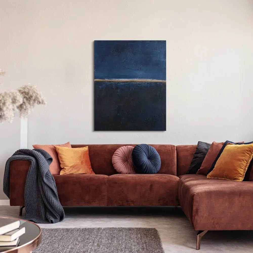 Tablou pictat manual 78x98 cm Edge Blue – Malerifabrikken