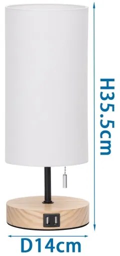Lampă de masă cu port USB Aigostar 1xE27/40W/230V bej