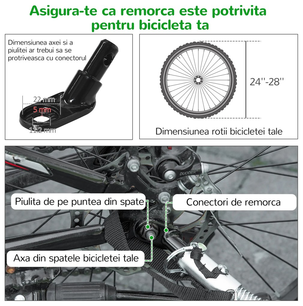 PawHut Remorca pentru bicicleta si carucior pentru caini 2 in 1, carucior pentru bicicleta din otel si material Oxford | Aosom Romania