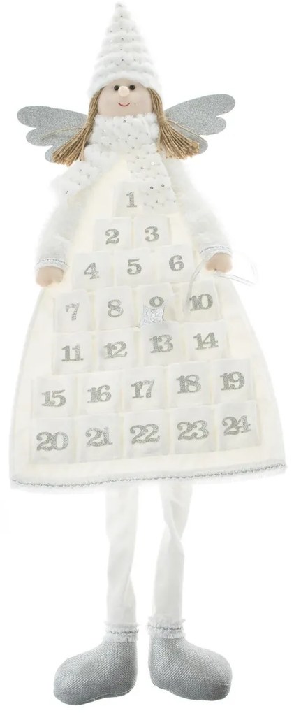 Calendar de Advent din material textil Îngeralb-auriu, 60 x 120 cm