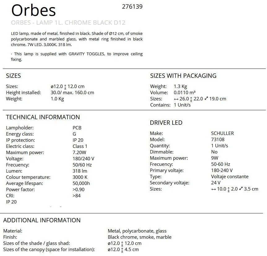 Lustra, Pendul LED design modern Orbes D12
