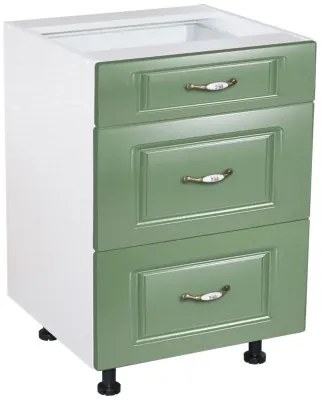 Corp inferior 60 cu 3 sertare metalice pentru greutate Zebra MDF Verde