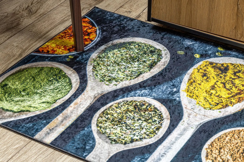 ANDRE 53240 covor lavabil linguri, condimente bucatarie, anti-alunecare - gri / bej