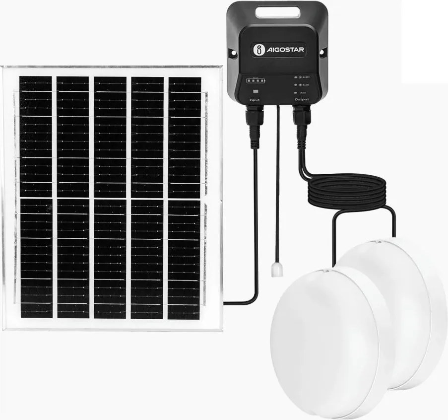 Aigostar - Lampă solară LED 2xLED/70W/12V 12000 mAh 6500K diam. 20,5 cm