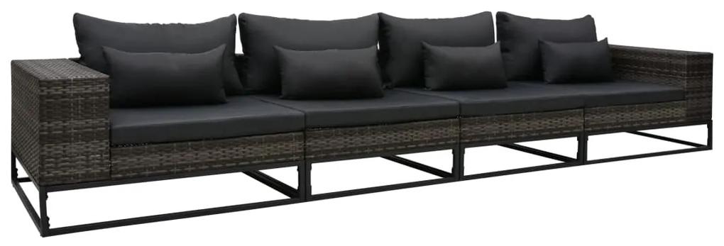 49530 vidaXL Set canapele de grădină cu perne, 4 piese, gri, poliratan