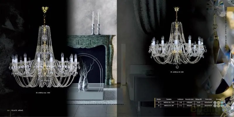 Candelabru cristal Bohemia 12 brate, diam.82cm ANDULA XII 280 CE