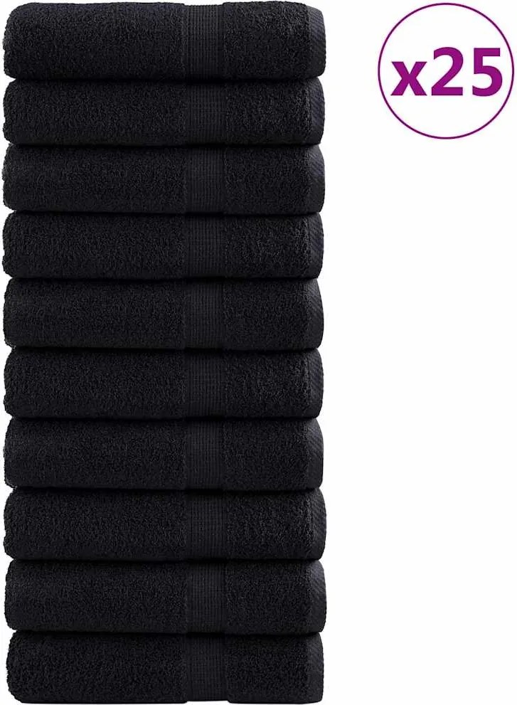 vidaXL Prosop pentru musafiri SOLUND 25 pcs Negru 70 x 140 cm 550 gsm