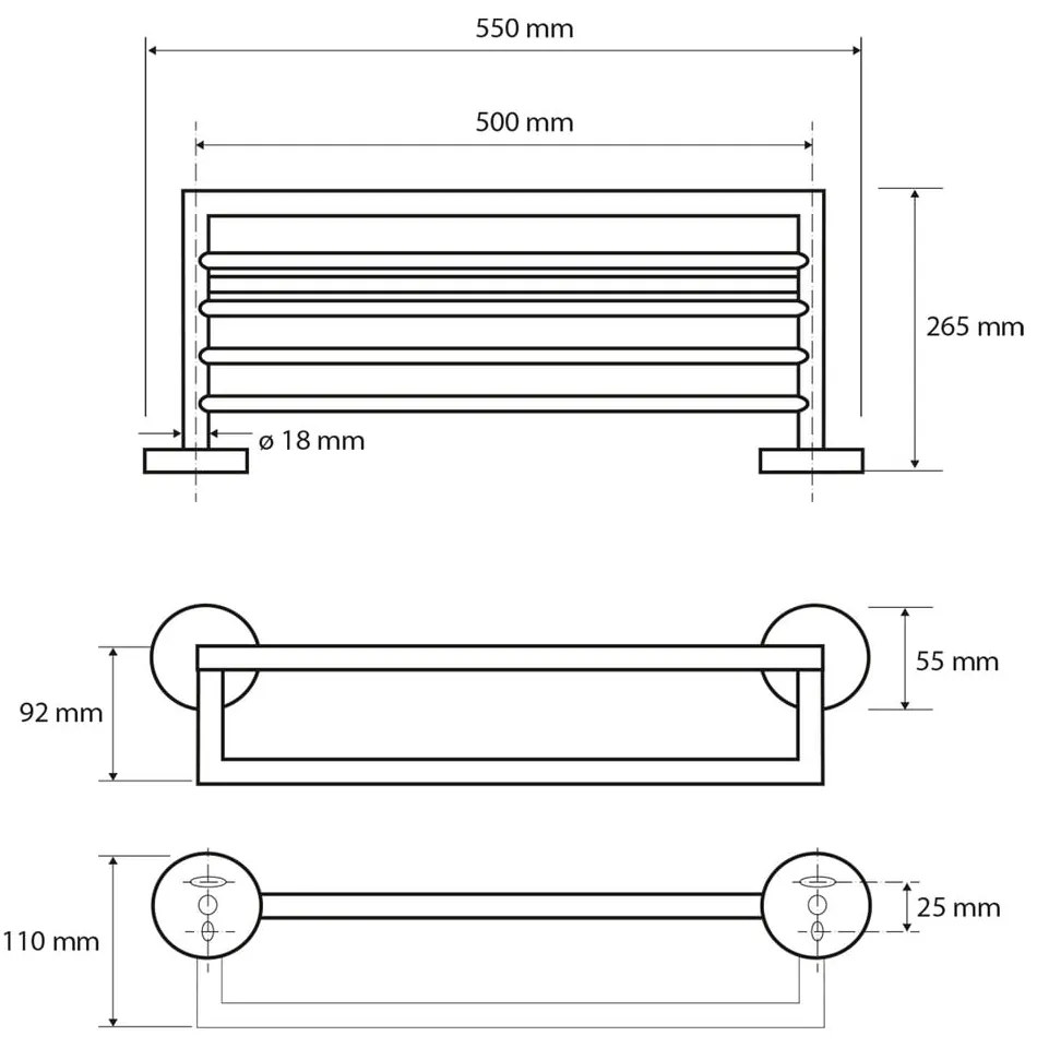 Suport prosoape din alamă Sapho X-Round, lățime 55 cm, negru