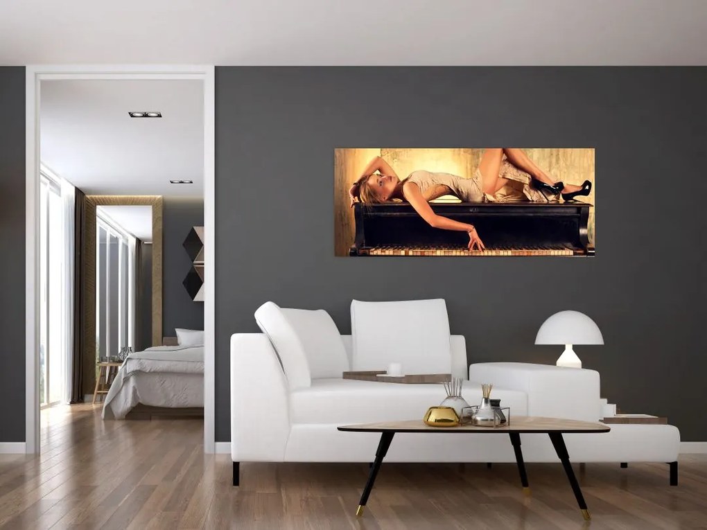 Tablou - Femeia și pian (120x50 cm)