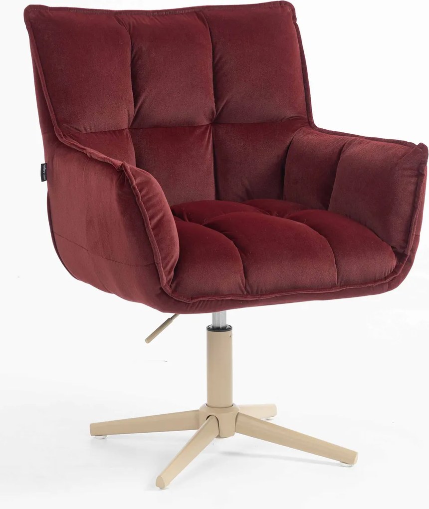 HR560CROSS Scaun Catifea Bordo Merlot cu Bază Crem