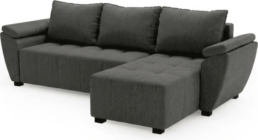 OFERTA Canapea extensibila de colt, reversibila, LIVARO 251x140 cm, gri inchis, a doua calitate